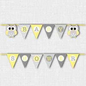 Owl Baby Shower Decorations, Owl Baby Shower Banner, Owl Decor, Baby Shower Banner, Baby Shower Decorations, Owl Baby Shower Gray and Yellow