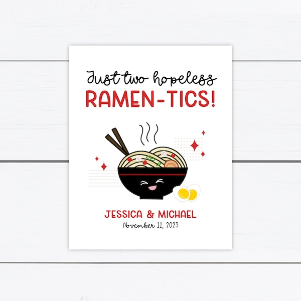 Ramen Sign, Ramen Station Sign, Ramen Bowl Sign, Custom Chopsticks, Personalized Chopstick Sleeves, Hopeless Ramentics, Wedding Sign