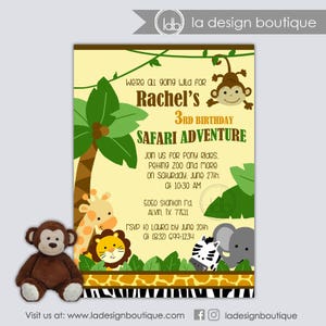 Jungle Birthday, Jungle Birthday Invitation, Jungle Birthday Party, Safari Animals Birthday, Safari Animals Party, Safari Animals Printable image 1