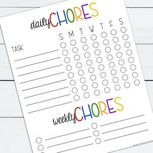 Chore Chart, Chore Chart Printable, Chore Chart Dry Erase, Kids Chore ...