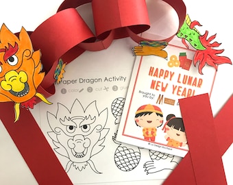 Chinese New Year Dragon, Chinese New Year, Chinese Dragon, DIY Dragon, Lunar New Year, Activity for Kids, Lantern, Printable, Chinese Lion
