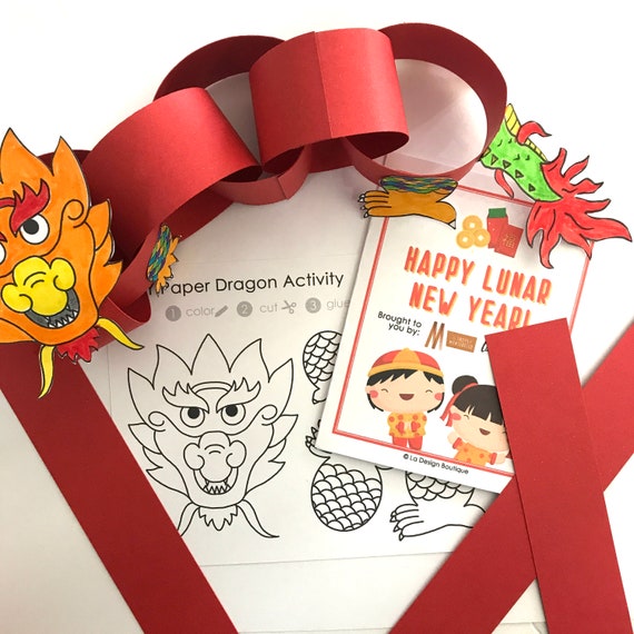 Chinese New Year Dragon, Chinese New Year, Chinese Dragon, DIY Dragon, Lunar New Year, Activity for Kids, Lantern, Printable, Chinese Lion Il_570xn