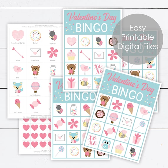 Valentines Day Bingo, Valentines Day Bingo Cards, Valentines Day Bingo Printable, Bingo Game, Bingo Cards Printable, Valentines Day Gift Il_570xn