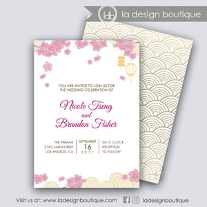 Cherry Blossom, Cherry Blossom Wedding, Cherry Blossom Invitation, Asian Wedding, Asian Invitation, Chinese Lantern, Chinese Wedding image 4