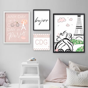 Paris Art, Paris Wall Art, Paris Wall Decor, French Art, Eiffel Tower, French Cafe Art, French Girl, Bonjour, Always a Good Idea, Cest La Vi