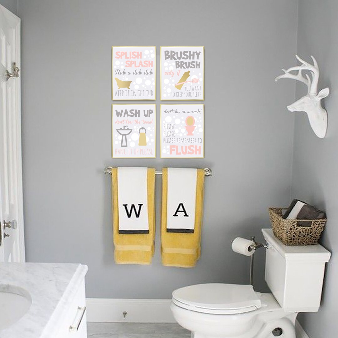 Girl Bathroom Wall Art, Girl Bathroom Decor, Girl Bathroom Set, Bath ...