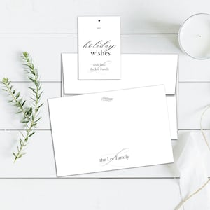 Custom Holiday Cards, Custom Gift Tags,  Personalized Stationary Set, Personalized Christmas Cards, Holiday Cards, Monogram Wreath, Modern