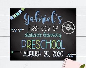 First Day of School Sign Quarantine, First Day of School Sign, First Day of School Distance Learning, Quarantine Sign, Printable, Preschool