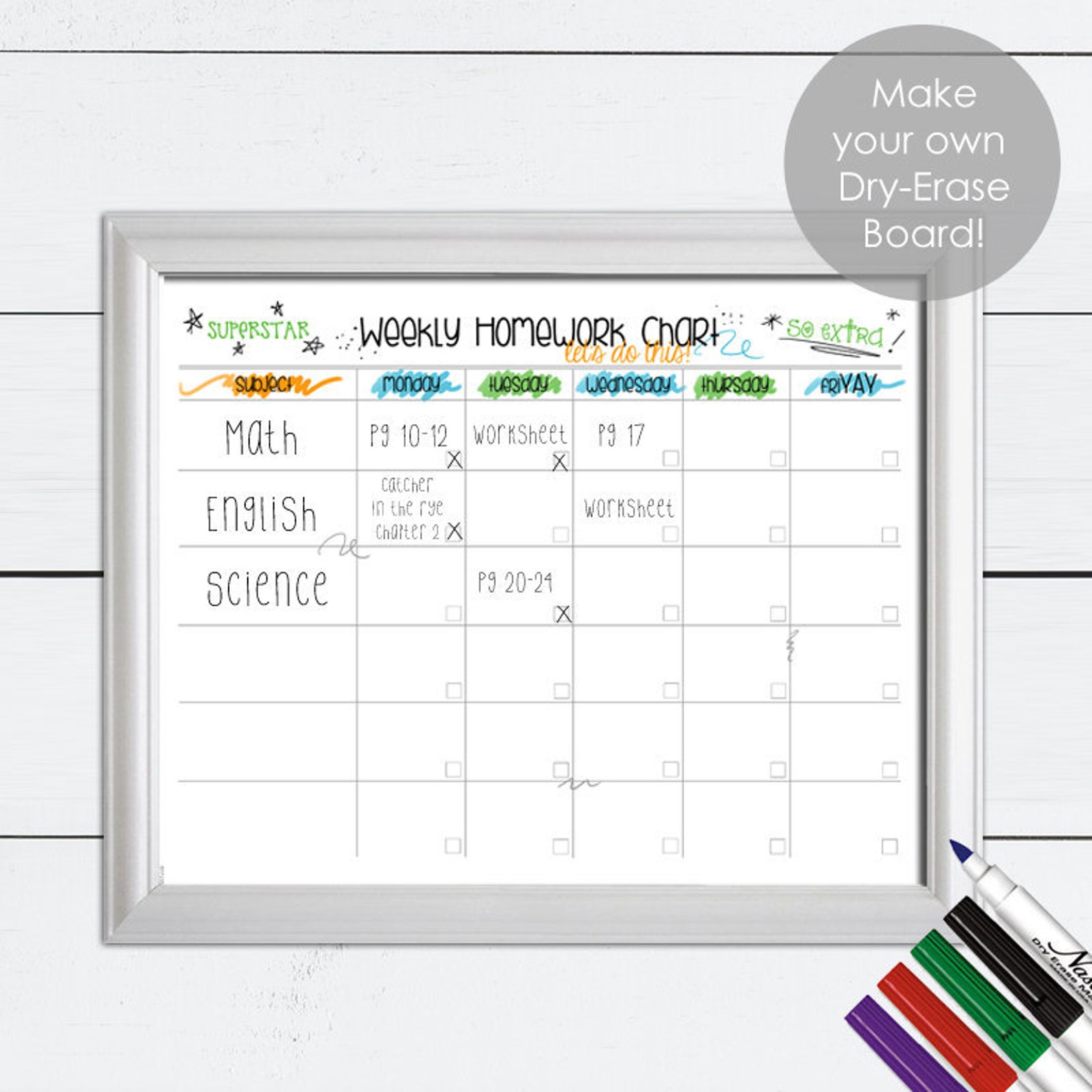 Homework Homework Chart Homework Planner Homework Sign | Etsy