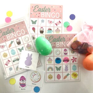 Paasbingokaarten, paasactiviteiten voor kinderen, printables voor Pasen, lentebingokaarten, konijn, afdrukbare spellen, bingokaarten, eieren zoeken, spel