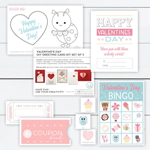 Regalos para niños de San Valentín, Kit de San Valentín, Kit de San Valentín para niños, Kits de tarjetas de felicitación, Juego de bingo, Libro de cupones, Regalo para niños