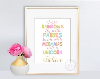 Dance com fadas, Dance com fadas, Monte um unicórnio, Dance com a placa de fadas, Monte um unicórnio, Nade com sereias, Persiga arco-íris, Berçário