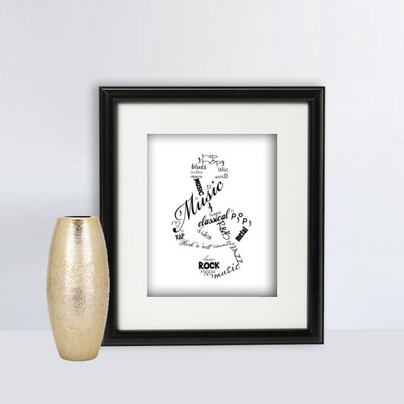 Music Wall Art, Music Art, Music Note Wall Art, Music Print, Music Wall Decor, Music Gift, Music Teacher Gift, Music Typography, Treble Clef Il_570xn