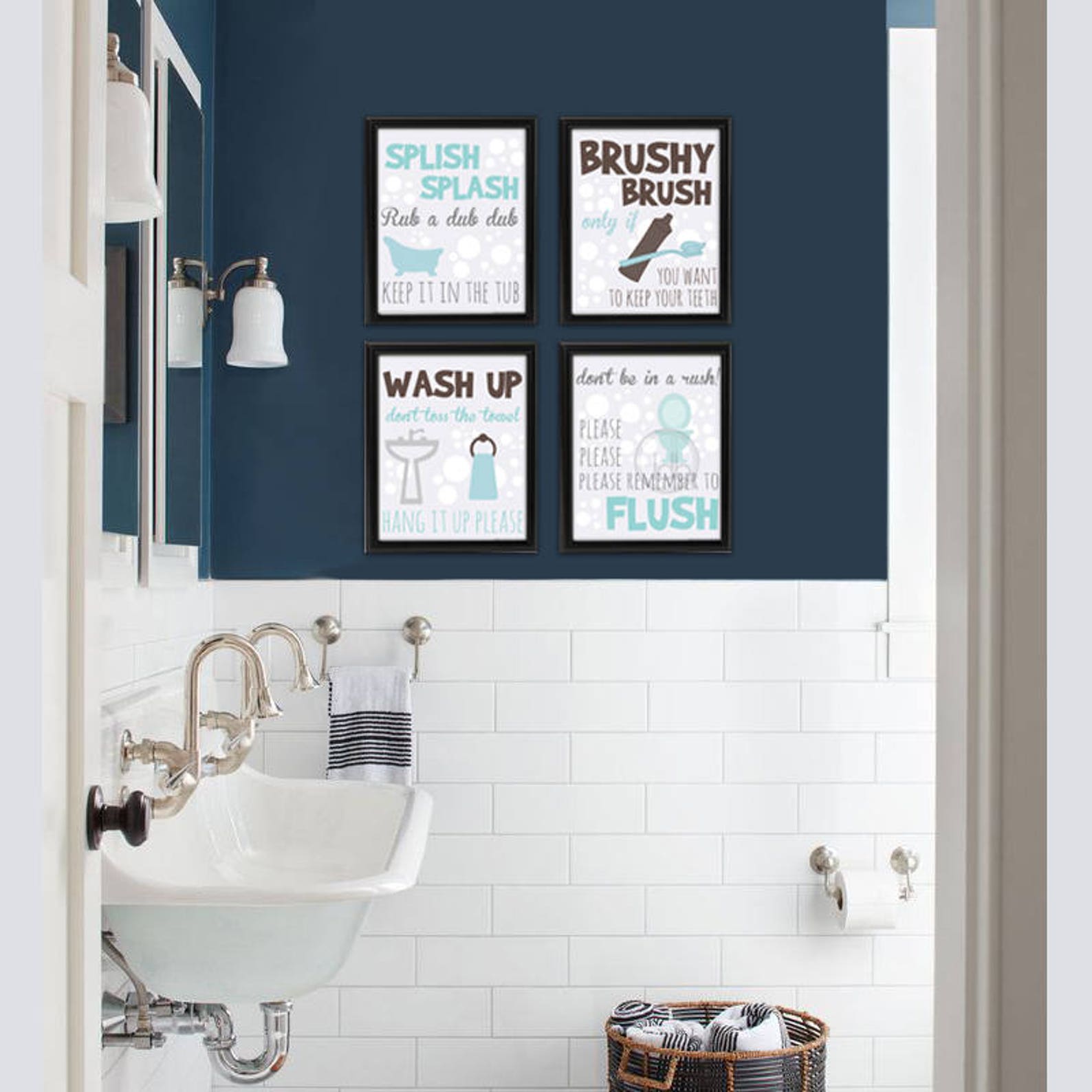 Bathroom Wall Decor Kids Bathroom Kids Wall Art Bathroom Etsy