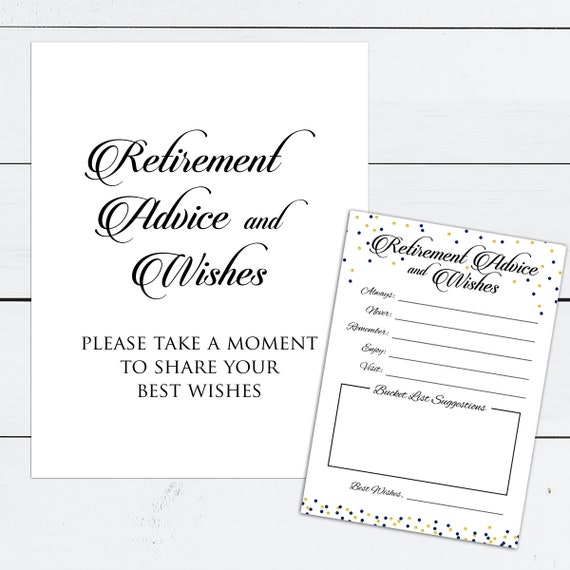 Retirement Ideas, Ideas for Retirement Party, Retirement Wishes, Retirement Wishes Card, Advice and Wishes Cards, Advice Cards, Retired Gift Il_570xn