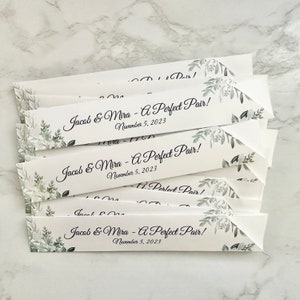 Wedding Chopsticks, Chopsticks Party Favor, Personalized Chopstick Sleeves, Greenery Wedding, Leaf Designs, Asian Wedding, Party Favor Ideas Sleeves ONLY