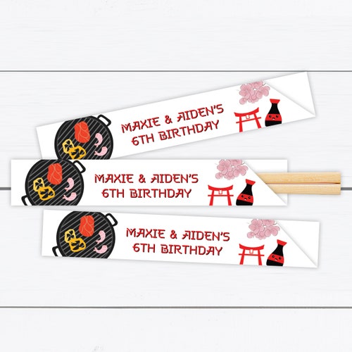 Hibachi Party Personalized Chopstick Sleeves Hibachi Etsy