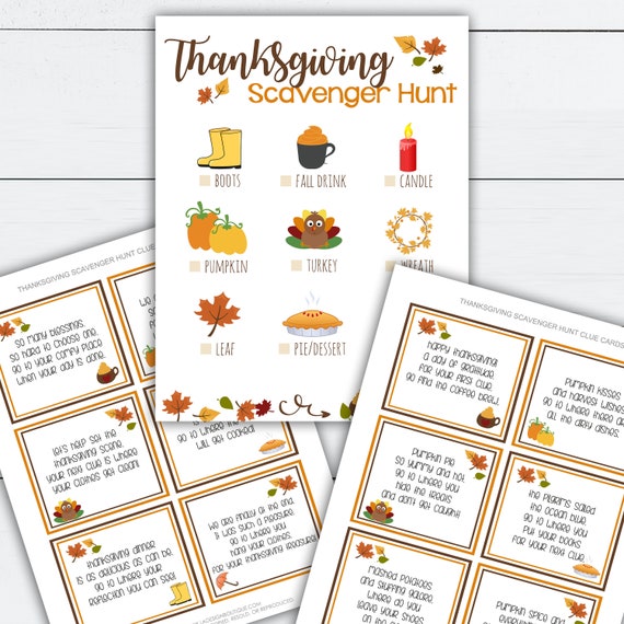 Thanksgiving Scavenger Hunt, Fall Scavenger Hunt, Scavenger Hunt Printable, Thanksgiving Activities, Fall Activities, Printable Games Il_570xn