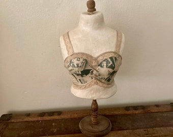 Vintage Style Mannequin, Mannequin Jewelry Display, Table Top paper Mâché Mannequin Display