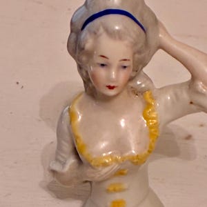 Antique German Porcelain Half Doll | Marie Antoinette Style Pincushion Doll | Vintage Bisque Figurine | Sewing Collectible