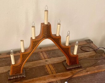 Vintage Wooden Advent candelabra, Phillips PH51 Advent Candlestick, 1950s Advent Candlestick, Karin 7-light Candelabra, Swedish candelabra