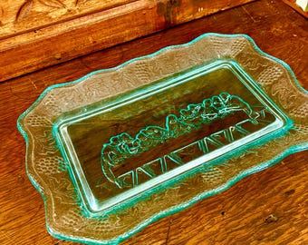 Vassoio per il pane dell'Ultima Cena in vetro Tiara Indiana / Piatto da portata in vetro pressato blu acqua 10,75"