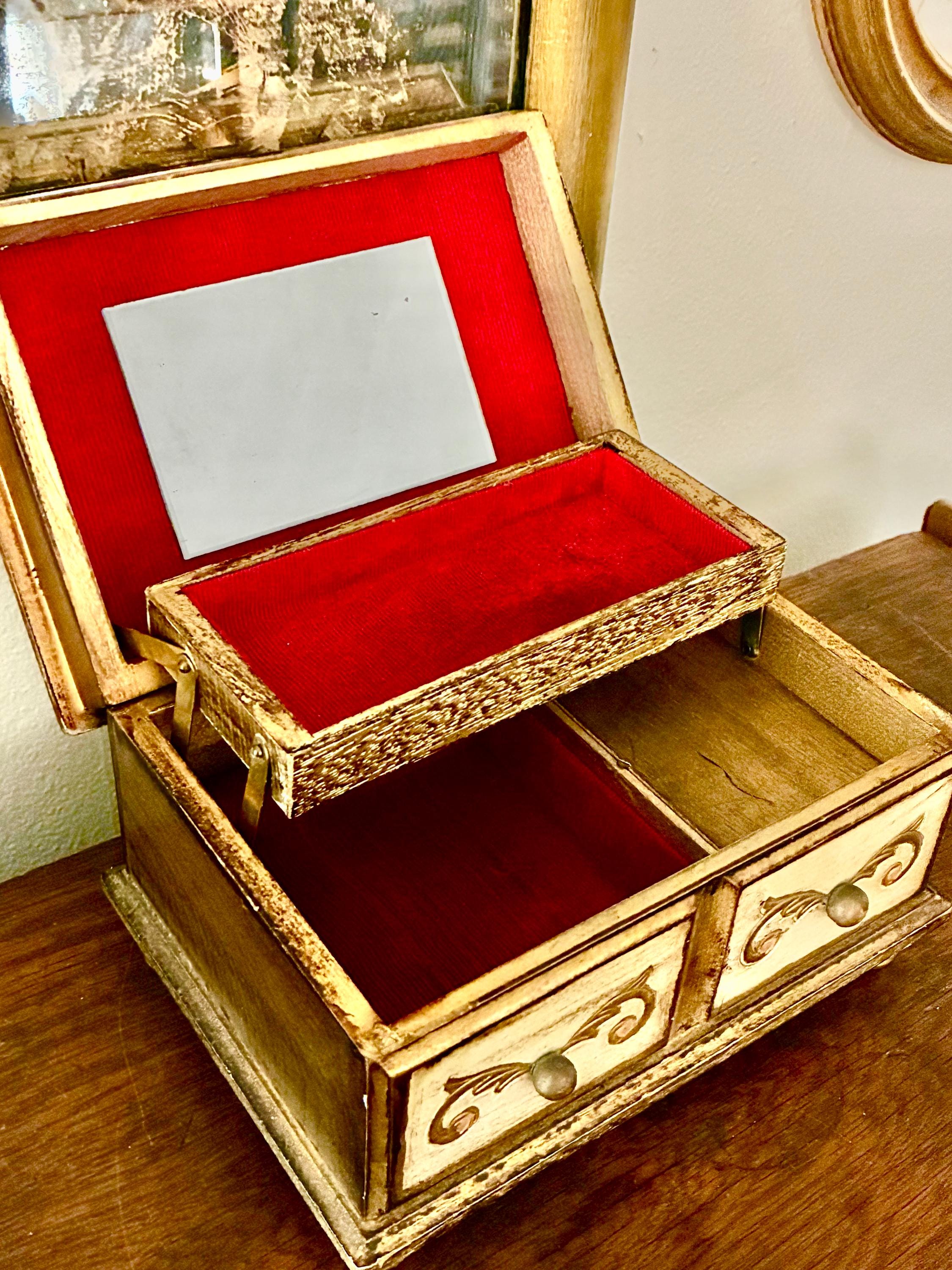 Vintage Italian Florentine Gilt Wood Jewelry Music Box | Gold Hollywood ...