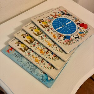 Vintage Airline Children’s Book Set – 1960s Pan Am & TWA In-Flight Storybooks (5)