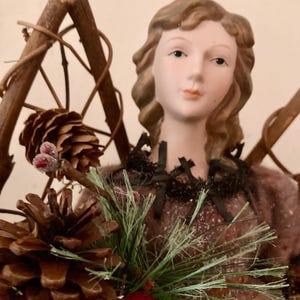 Vintage Angel TreeTopper Decoration , Victorian Angel Tree Topper, 16 inch Angel Topper, Christmas Ornament, Angel Centerpiece