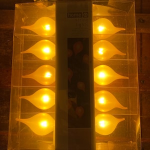 Vintage String of Lights, Vintage Glass Lemon Lights, String of 10 Handblown Yellow Lemon Lights