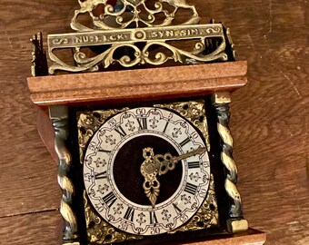 Vintage Zaanse Wall Clock – Brass Atlas, Mid-century Dutch