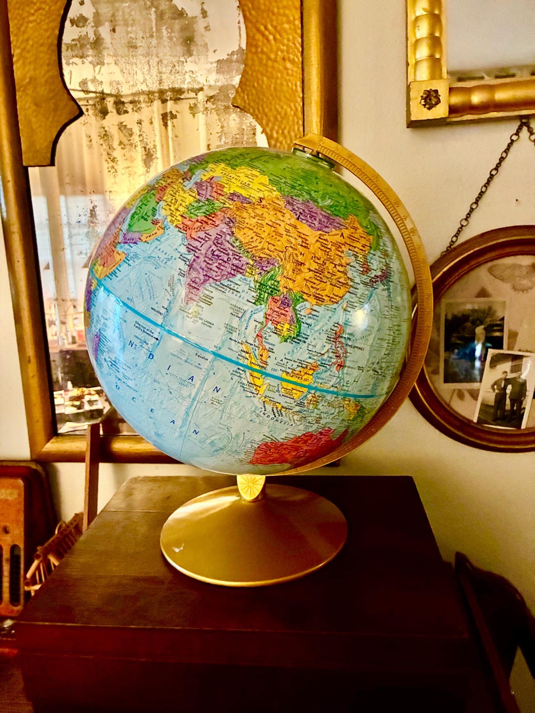 Vintage Replogle 12” Globe Raised Relief World Nation Series Blue Ocean ...