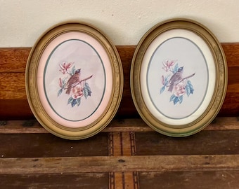 1983 Homco Vogelabdrücke - Gold ovale Rahmen, 2er-Set, 30x24 cm