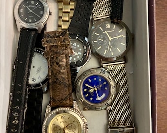 Vintage Watch Lot 12 Pc Mixed Junk Watches for Parts Repair Steampunk Craft Quartz Mechanical As Is Bundle