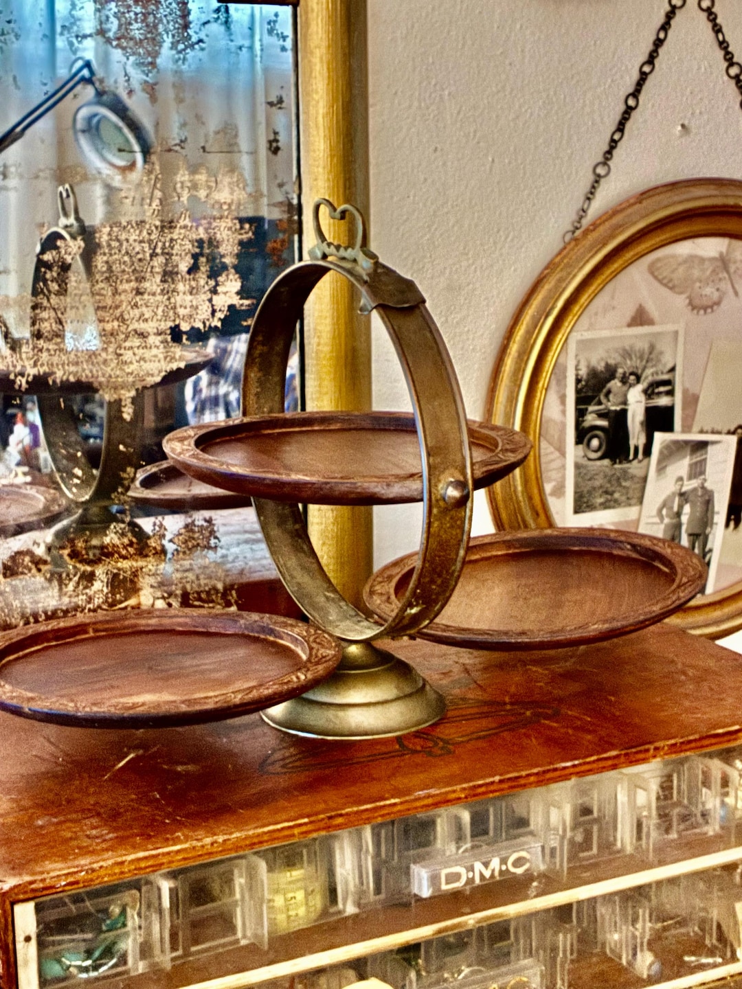 Vintage Brass Wood 3-tier Server | Collapsible Indian Dessert Stand - Etsy