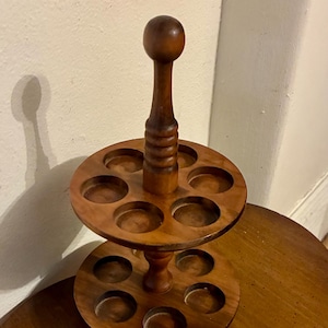 Vintage Wooden Spinning Lazy Susan Spice Rack – Multi-Tier Organizer with Bottle Slots