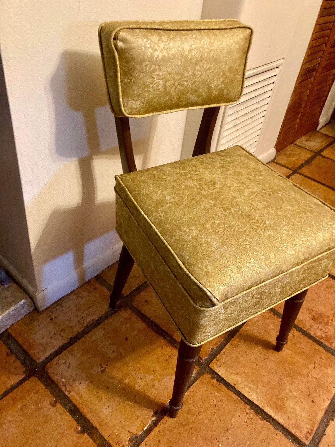 Vintage Sewing Chair With Storage, Midcentury Sewing Chair, Mid Century