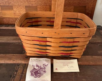 1995 Longaberger Woven Traditions Spring Basket #19038 – Signed, 11” Tall with Handle
