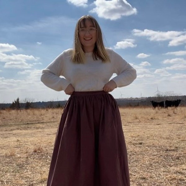 Hand-Dyed Cotton Peasant Skirt | 11 Color Options | Sizes 6-24 | Cottagecore Style
