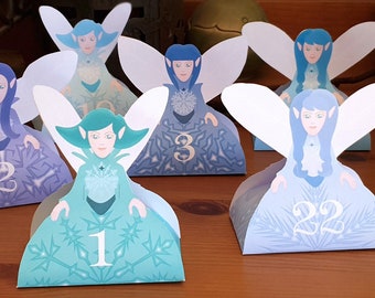 Snow Fairies Advent Calendar, 24 advent box for Christmas countdown