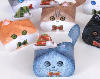 Christmas Cat gift box - 6 favor box