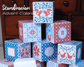 Scandinavian Advent Calendar - 24 advent box for a Christmas countdown