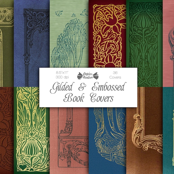 Gilded and embossed book covers printable