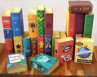 Calendrier de l'Avent Livres de magiciens, 24 boîtes cadeaux livres classiques de Noël anglais à imprimer