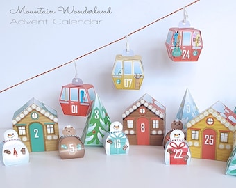 Mountain Wonderland Ski Adventskalender 25 adventsdoos voor het aftellen van Kerstmis