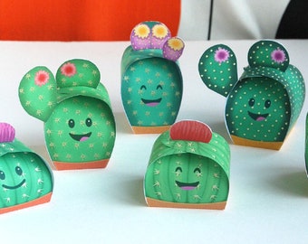 Kaktus Geschenkbox – DIY 6 Gunst Box zum Ausdrucken