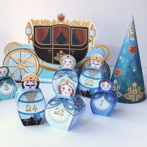 Princess Advent calendar printable, Matryoshka Advent gift box, Christmas countdown, Russian nesting dolls Advent calendar, Nutcracker xmas