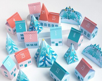 Tiny Village Advent Calendar - 24 advent box for a Christmas countdown