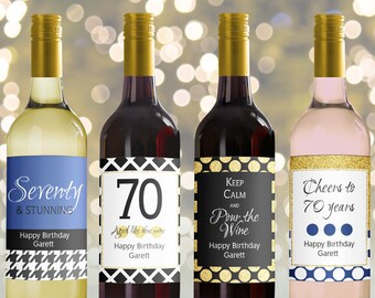 Etiquettes de vin modernes (Printable Editable) - anniversaire 70 ans