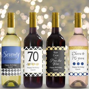 Etiquettes de vin modernes (Printable Editable) - anniversaire 70 ans